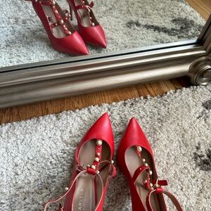 Red Studded Women's Heels